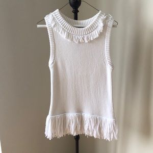 White sweater tank with fringe